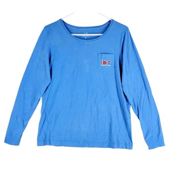 Vineyard Vines T-Shirt Football Whale Touchdown Wmns M Blue Graphic LS Crewneck - Picture 12 of 12